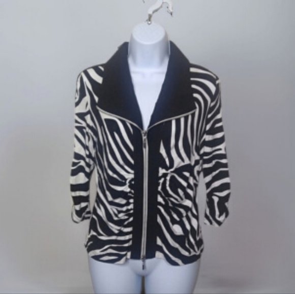 Joseph Ribkoff Tops - Joseph Ribkoff Zebra Zip Front Top